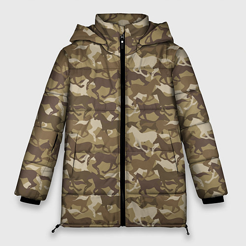 Женская зимняя куртка Бегущие Дикие Лошади / 3D-Черный – фото 1