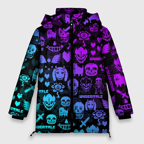 Женская зимняя куртка UNDERTALE NEON PATTERN УЗОР / 3D-Светло-серый – фото 1