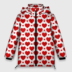 Куртка зимняя женская Сердечки - любовь, цвет: 3D-красный