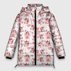 Куртка зимняя женская Маленькие единороги паттерн, цвет: 3D-черный