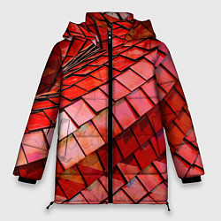 Куртка зимняя женская Красная спартаковская чешуя, цвет: 3D-черный