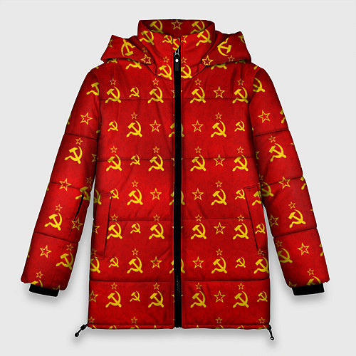 Женская зимняя куртка Серп и Молот - СССР / 3D-Черный – фото 1