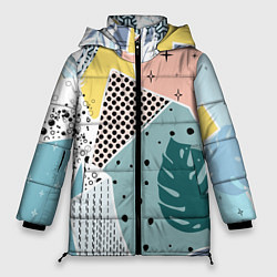 Женская зимняя куртка Абстрактный узор с пальмовыми листами и геометрией