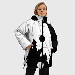 Куртка зимняя женская Волки Инь и Янь Добро и Зло, цвет: 3D-черный — фото 2