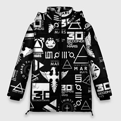 Куртка зимняя женская 30 Seconds to Mars: Паттерн логотипов, цвет: 3D-светло-серый