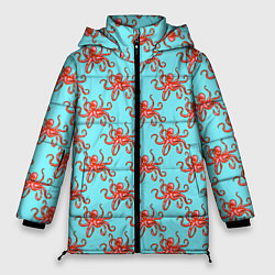 Куртка зимняя женская Осьминог паттерн, цвет: 3D-светло-серый