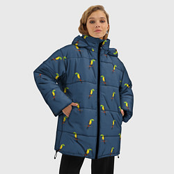 Куртка зимняя женская Тукан паттерн, цвет: 3D-черный — фото 2