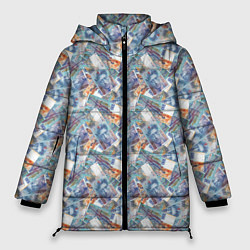Куртка зимняя женская 100 Франков банкноты, цвет: 3D-светло-серый
