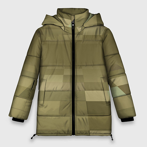 Женская зимняя куртка Пиксельный военный фон / 3D-Черный – фото 1