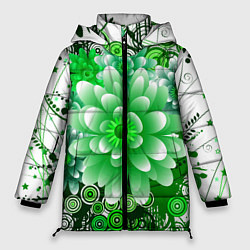 Куртка зимняя женская Яркая пышная летняя зелень, цвет: 3D-светло-серый