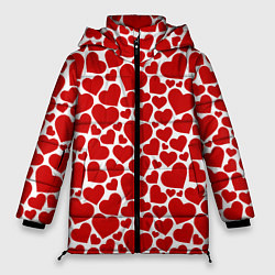 Куртка зимняя женская Красные Сердечки LOVE, цвет: 3D-светло-серый