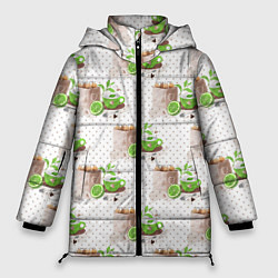 Женская зимняя куртка Зеленый чай паттерн