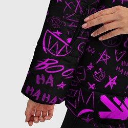 Куртка зимняя женская League Of Legends - Arcane неон логотипы, цвет: 3D-черный — фото 2