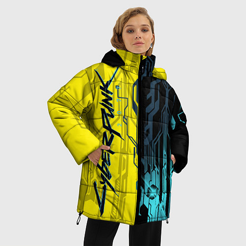 Женская зимняя куртка CYBERPUNK 2077 Логотип / 3D-Светло-серый – фото 3