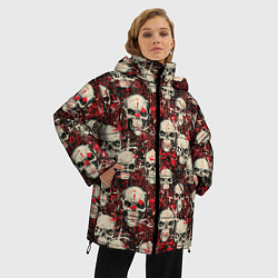 Куртка зимняя женская Кровавые Черепа Skulls, цвет: 3D-красный — фото 2