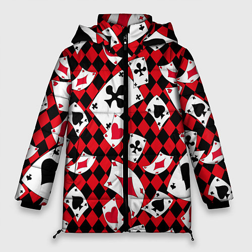 Женская зимняя куртка Карты масти / 3D-Черный – фото 1