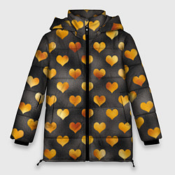 Куртка зимняя женская Сердечки Gold and Black, цвет: 3D-красный