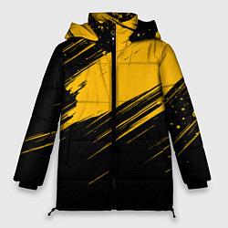 Куртка зимняя женская Black and yellow grunge, цвет: 3D-светло-серый