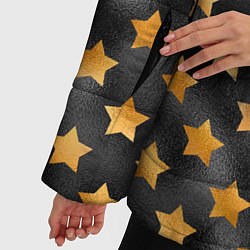 Куртка зимняя женская Золотые звезды на черном, цвет: 3D-черный — фото 2