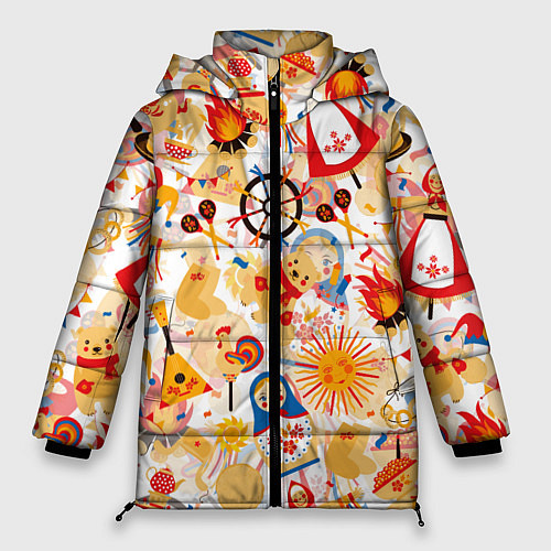 Женская зимняя куртка Масленица Паттерн / 3D-Светло-серый – фото 1