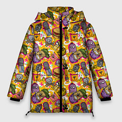 Куртка зимняя женская Поп арт животные, еда, цвет: 3D-светло-серый