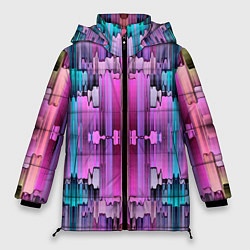 Куртка зимняя женская Калейдоскоп абстракции, цвет: 3D-черный