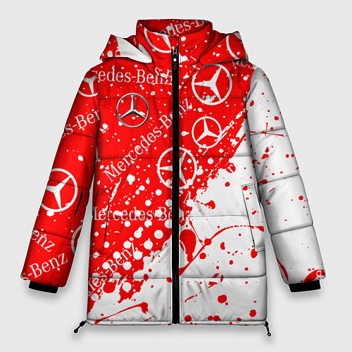 Женская зимняя куртка Mercedes Паттерн Брызги красок / 3D-Красный – фото 1