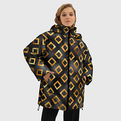 Куртка зимняя женская Ромбы золотого цвета, цвет: 3D-черный — фото 2