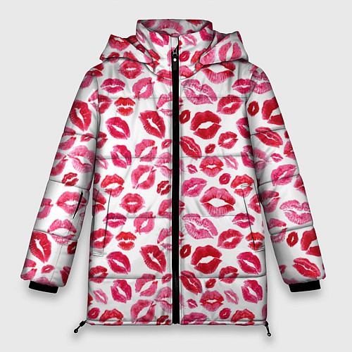 Женская зимняя куртка Поцелуи Губы / 3D-Красный – фото 1