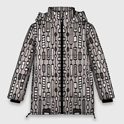 Женская зимняя куртка Полосатый геометрический узор Круги, квадраты, лин