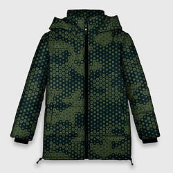 Женская зимняя куртка Абстрактный геометрический зеленый камуфляж