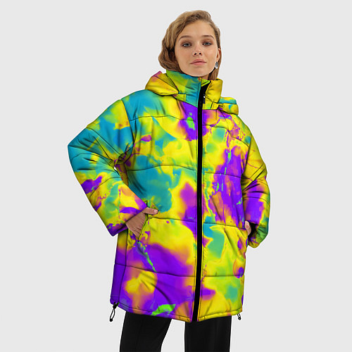 Женская зимняя куртка Яркие неоновые краски / 3D-Светло-серый – фото 3