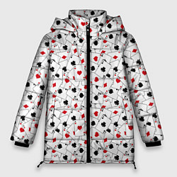 Куртка зимняя женская Карточные Тузы, цвет: 3D-красный