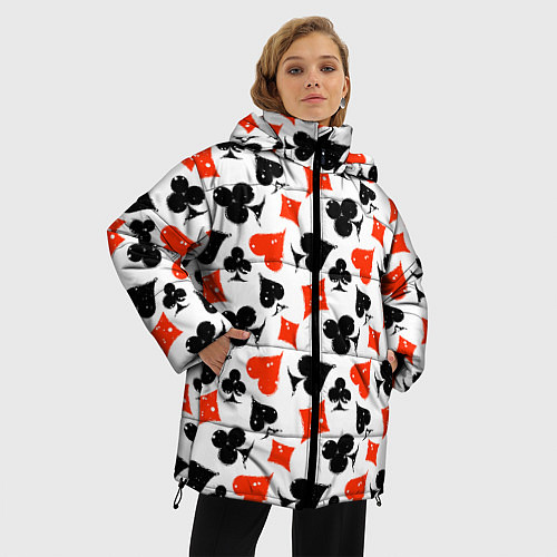 Женская зимняя куртка Пика, Черва, Крестя, Бубна / 3D-Светло-серый – фото 3