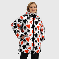 Куртка зимняя женская Пика, Черва, Крестя, Бубна, цвет: 3D-красный — фото 2