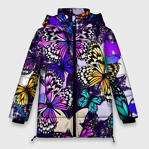 Женская зимняя куртка Бабочки Butterflies / 3D-Светло-серый – фото 1