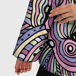 Куртка зимняя женская Абстракция разноцветная Калейдоскоп Фиолетовый, зе, цвет: 3D-черный — фото 2