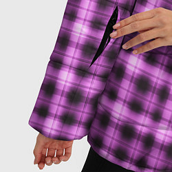 Куртка зимняя женская Неоновый узор в клетку Светящиеся квадраты, сетка, цвет: 3D-черный — фото 2