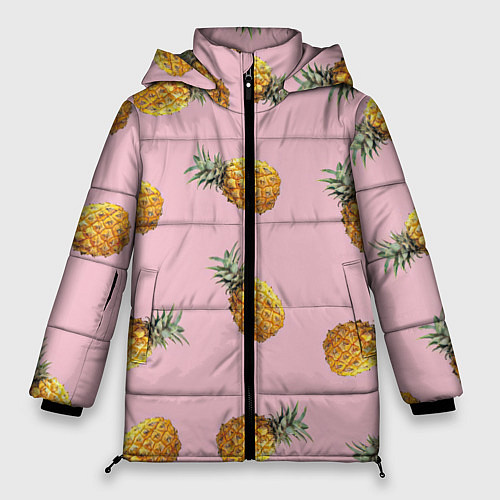 Женская зимняя куртка Ананасы падают / 3D-Черный – фото 1