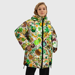 Куртка зимняя женская Стикербомбинг ко дню Св Патрика, цвет: 3D-светло-серый — фото 2