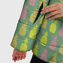 Куртка зимняя женская Шествие ананасов, цвет: 3D-черный — фото 2