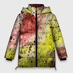 Женская зимняя куртка Абстракция Гранж Желтый и бордовый