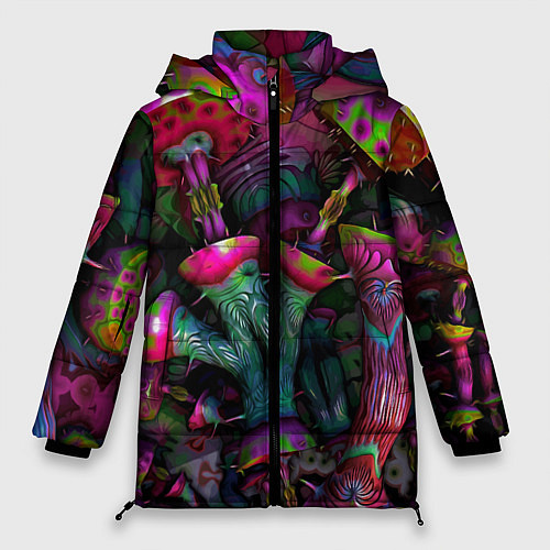 Женская зимняя куртка Вот такие грибочки Pattern Психоделика / 3D-Светло-серый – фото 1