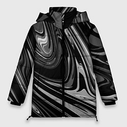 Куртка зимняя женская Черно-белый мрамор, цвет: 3D-светло-серый