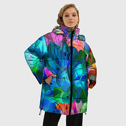 Куртка зимняя женская Красочный цветочный паттерн, цвет: 3D-красный — фото 2