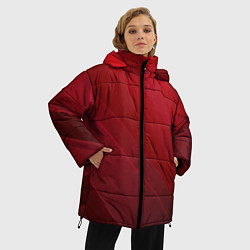 Куртка зимняя женская Полосы На красном Фоне, цвет: 3D-светло-серый — фото 2