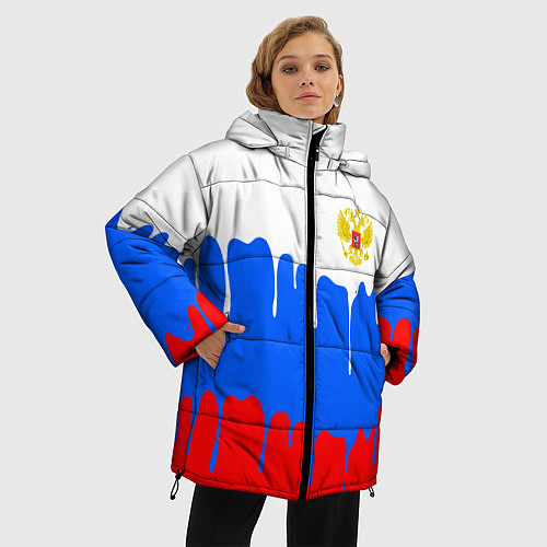 Женская зимняя куртка Флаг герб russia / 3D-Светло-серый – фото 3