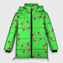 Куртка зимняя женская ГЕРБАРИЙ ИЗ ЛИСТЬЕВ, цвет: 3D-светло-серый