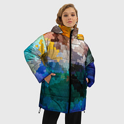 Куртка зимняя женская Осенний мозаичный узор, цвет: 3D-светло-серый — фото 2