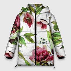 Куртка зимняя женская Цветы Воздушные, цвет: 3D-черный